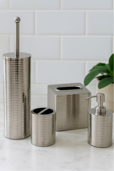 Oval Lines Stainless Steel Bathroom Accessory Set