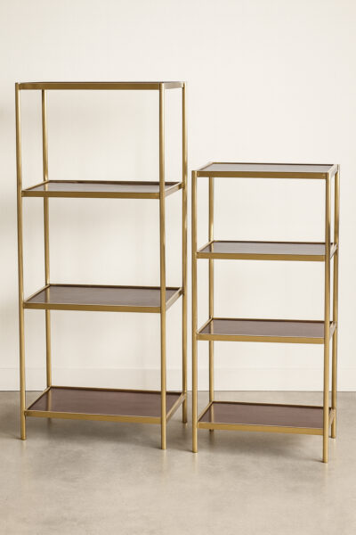 Modern Gold & Wood Freestanding Shelving Units