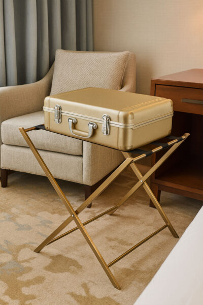 Light Gold Finished Metal Hotel Luggage Rack