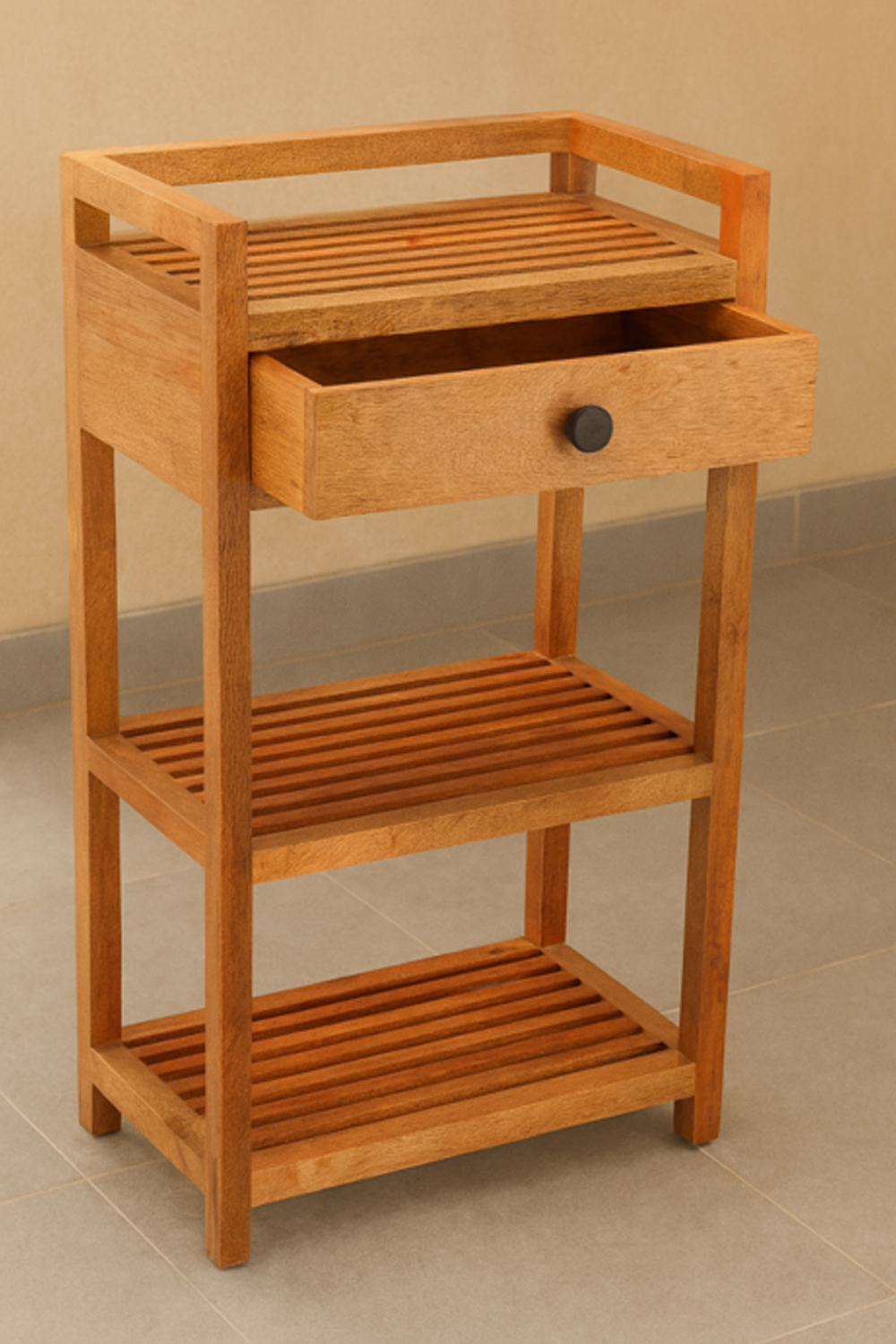 Bathroom Wooden Towel & Accessories Floor Rack