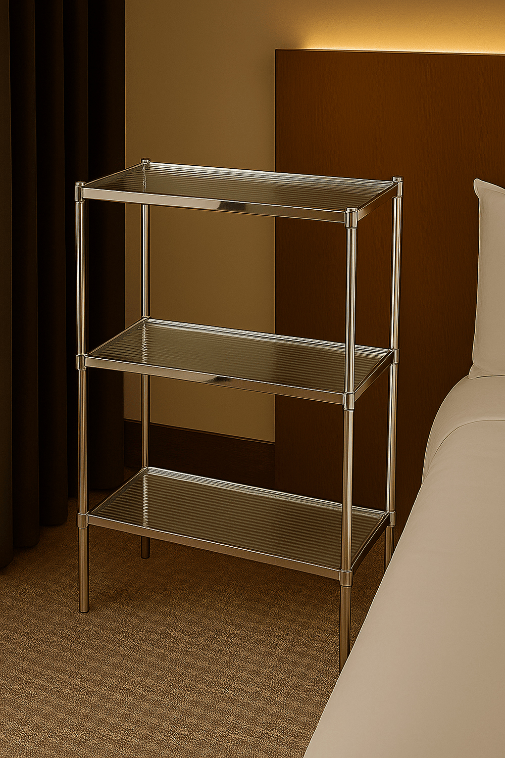 3-Tier Chrome and Glass Free-Standing