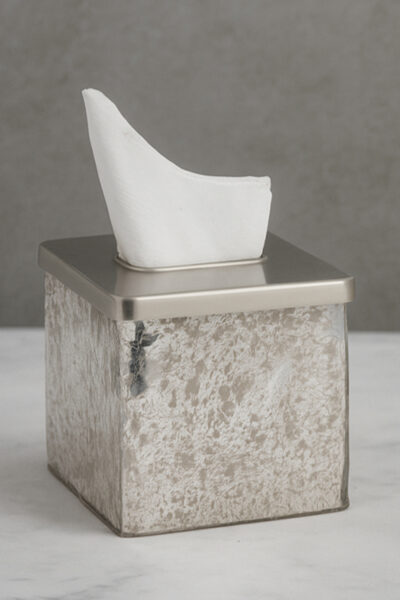 Crackle Glass Silver Tissue Holder