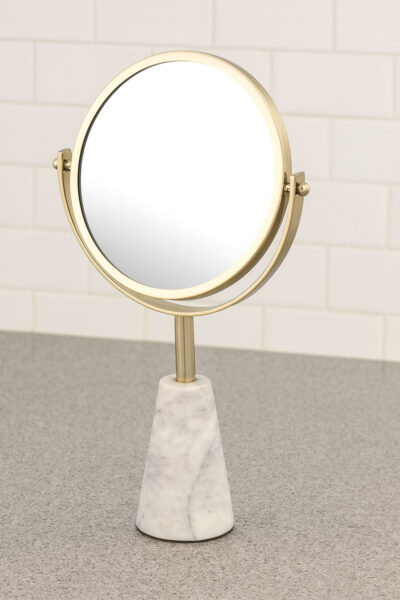 Countertop Makeup Mirror with Metal & White Marble Base