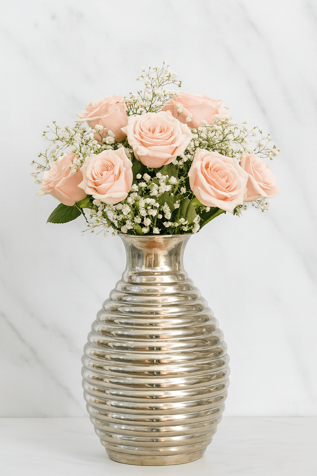 Hammered Silver finish Vase