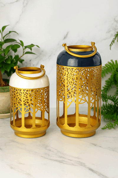 S/2 Decorative lanterns featuring a sleek, modern design