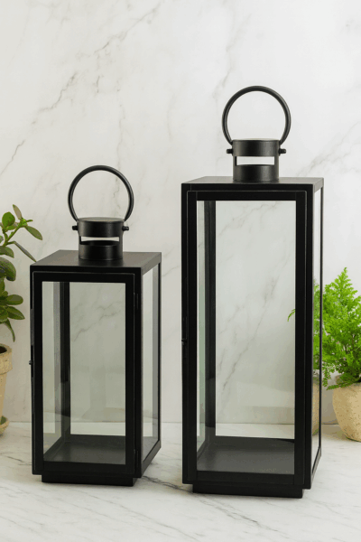 S/2 Decorative lanterns featuring a sleek, modern design