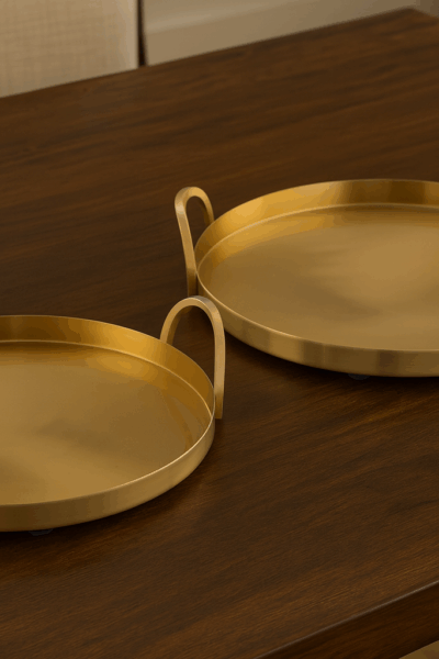 S/2 Tray's Matte Brass